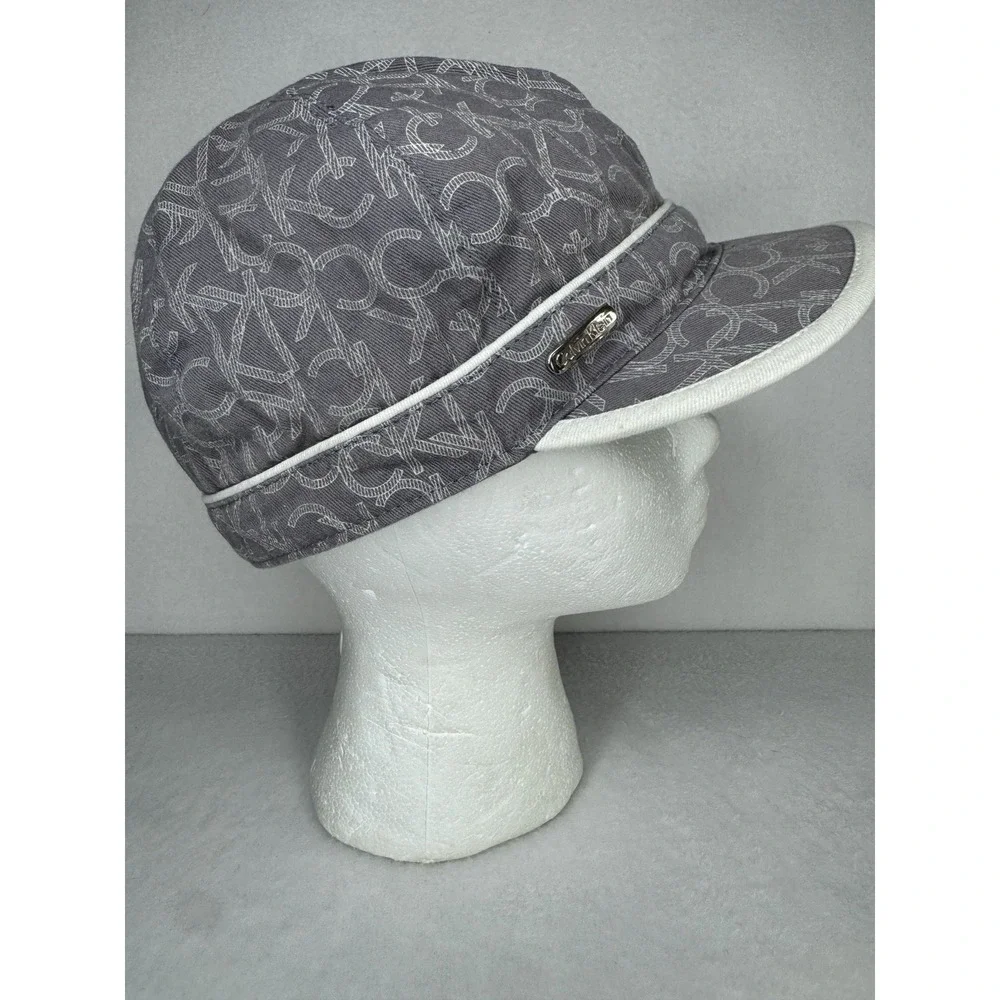 Calvin Klein Fitted Newsboy Caby Shorty Cotton‎ Hat Comrade Logo CK Gray